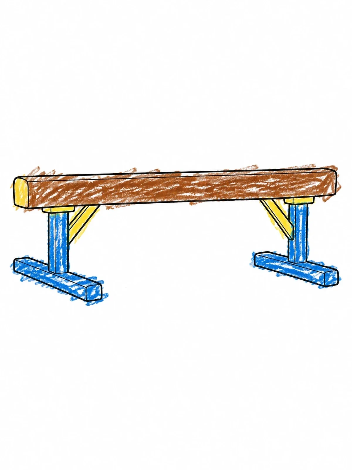 Colored example of the Low Wooden Balance Beam coloring page