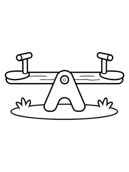 Free printable Simple Balanced Seesaw On Grass coloring page