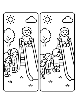 Free printable Playground Slide Manners Comparison coloring page