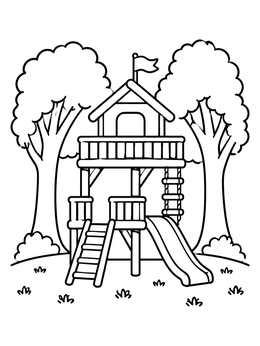 Free printable Wooden Adventure Play Fort coloring page