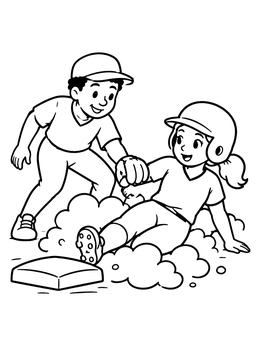 Free printable Base Runner Sliding Into Base coloring page