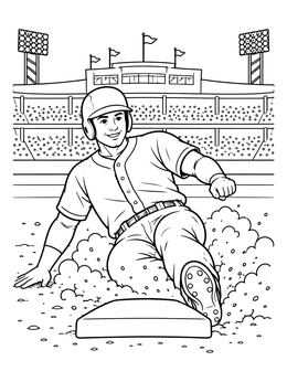 Free printable Baseball Player Sliding Into Base coloring page