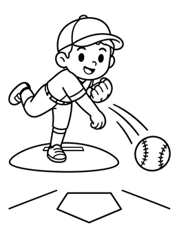 Free printable Little Pitcher Throwing A Fastball coloring page