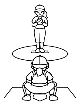 Free printable Pitcher And Catcher On The Field coloring page