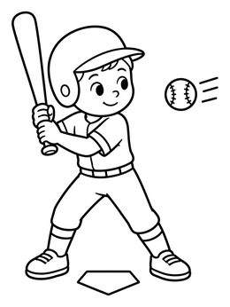 Free printable Young Baseball Batter At Home Plate coloring page