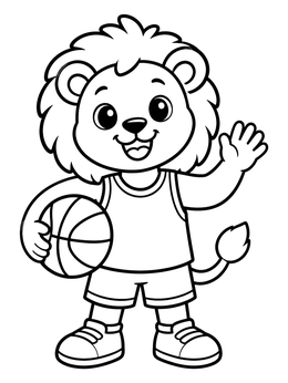 Free printable Cute Lion Basketball Mascot coloring page