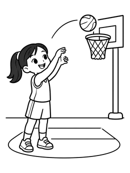 Free printable Young Girl Shooting A Basketball coloring page