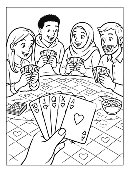 Free printable Family Card Game Night Fun coloring page