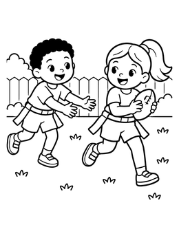 Free printable Kids Playing Backyard Flag Football coloring page