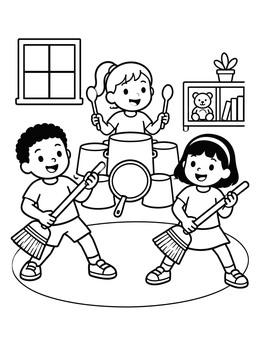 Free printable Playroom Pretend Rock Band coloring page