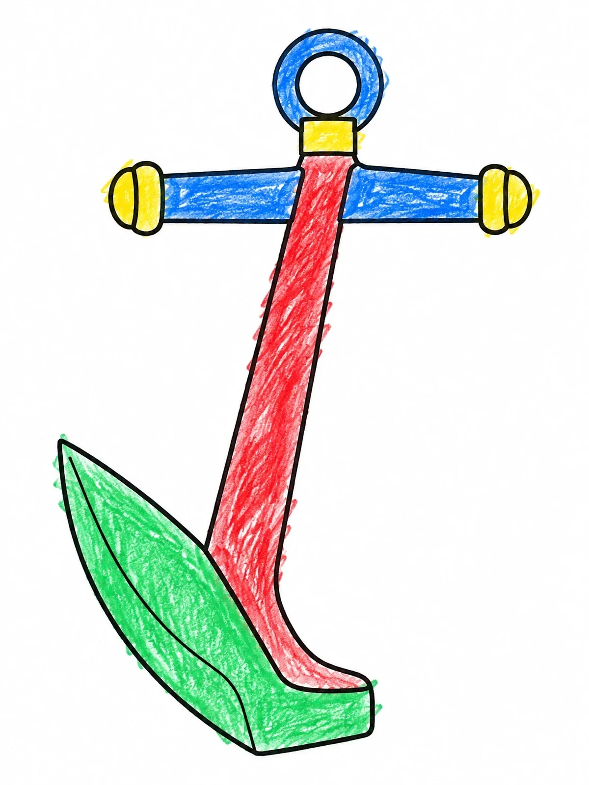Colored example of the Nautical Plow Boat Anchor Outline coloring page