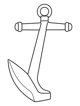 Free printable Nautical Plow Boat Anchor Outline coloring page