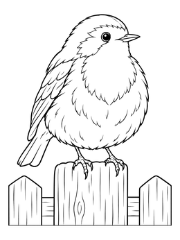 A fluffy bird perches quietly in this robin coloring page.