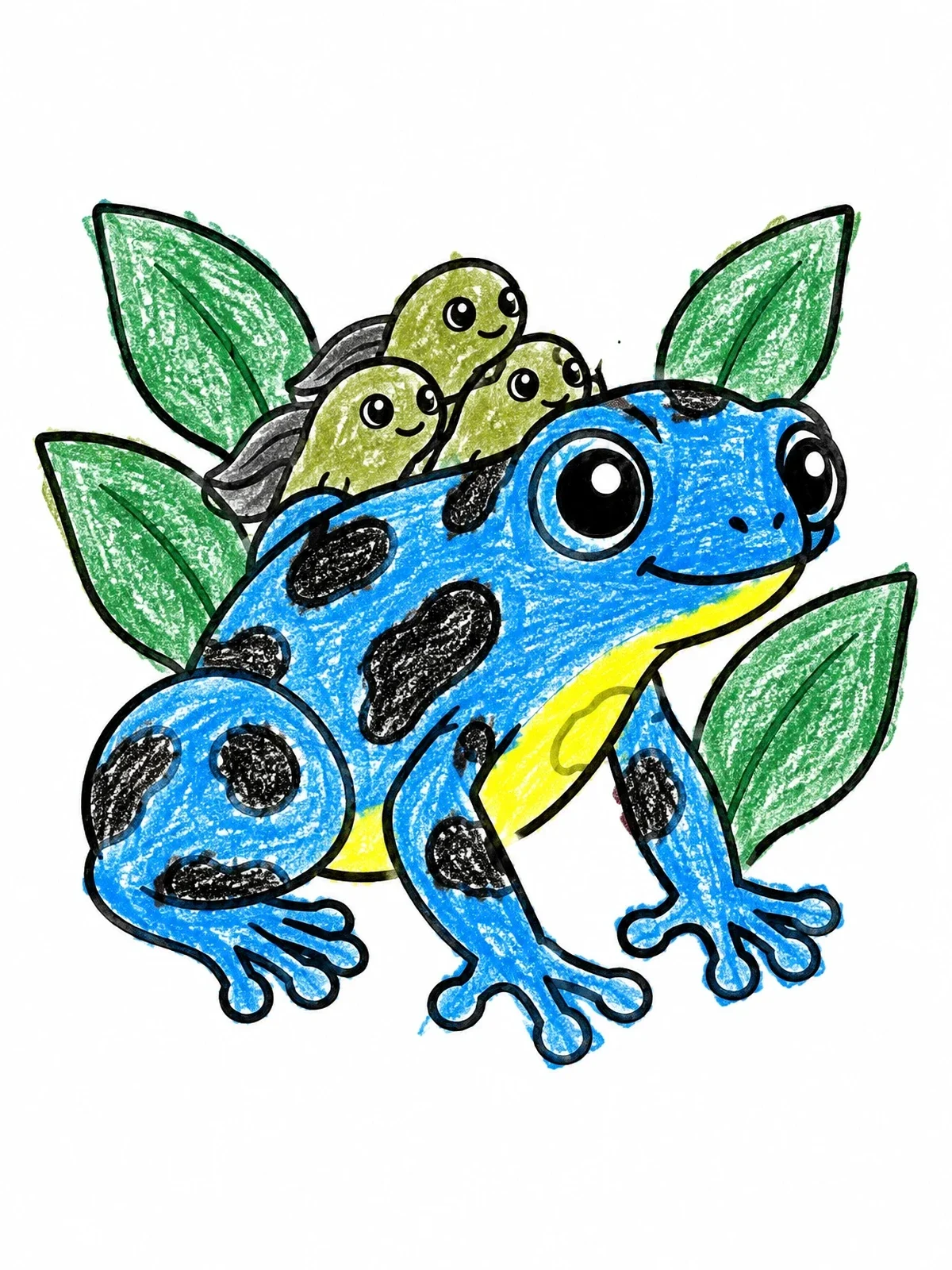 Colored example of the Poison Dart Frog Carrying Tadpoles coloring page