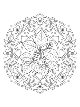 Free printable Poison Ivy Mandala Botanical Pattern coloring page