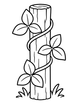 Free printable Poison Ivy Vine On Wooden Post coloring page