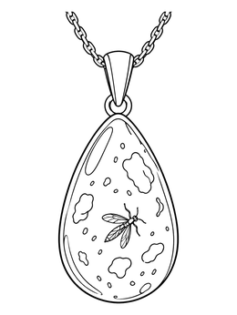 Free printable Baltic Amber Pendant With Insect coloring page