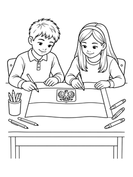 Free printable Children Drawing The Polish Flag coloring page