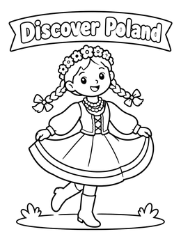 Free printable Polish Folk Dancer Girl coloring page