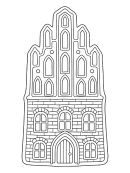 Free printable Traditional Polish Gingerbread House Façade coloring page