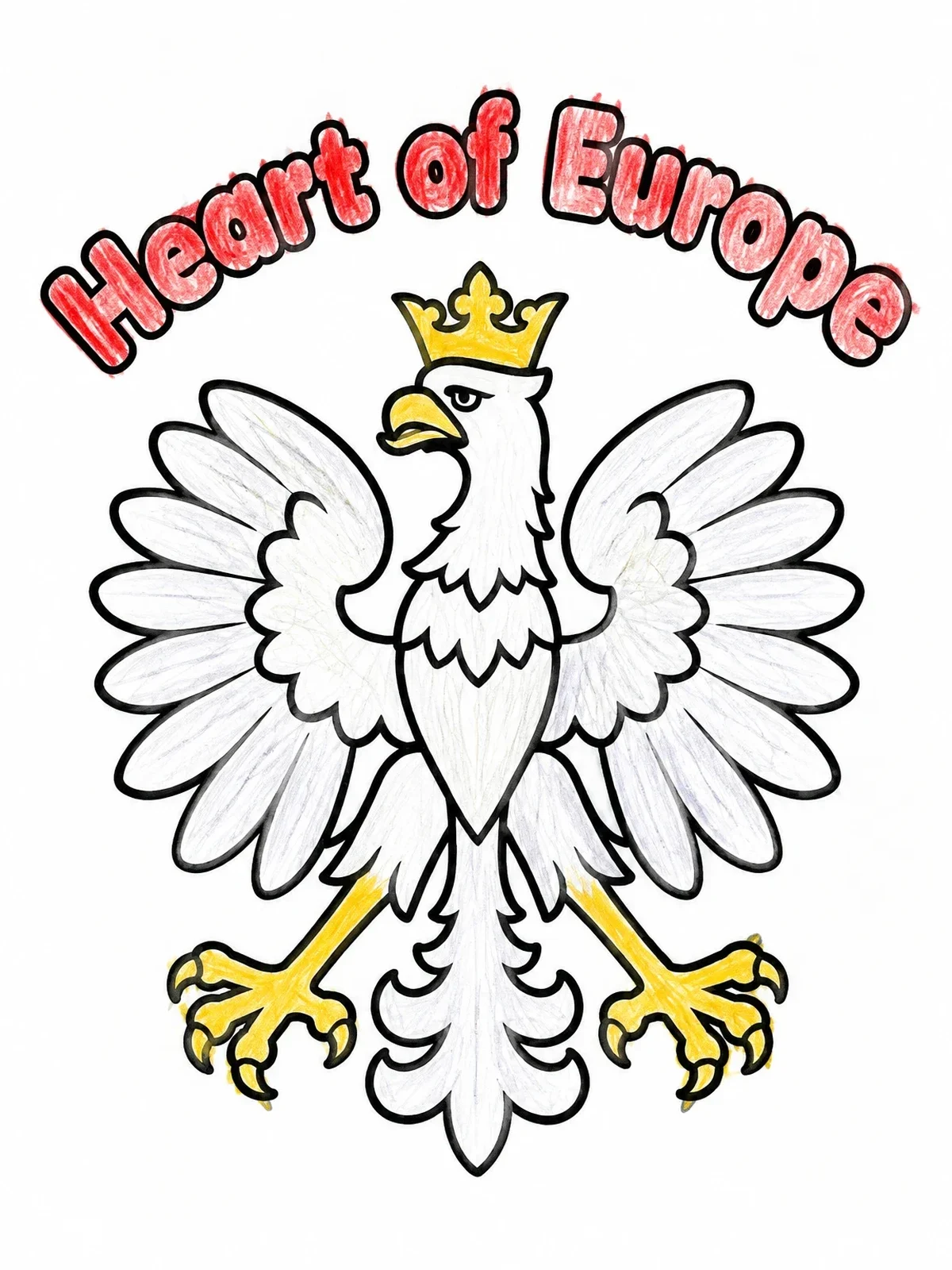 Colored example of the Polish Crowned White Eagle Emblem coloring page
