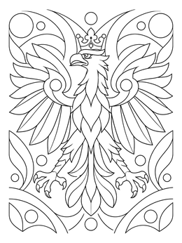 Free printable Polish White Eagle Heraldic Emblem coloring page