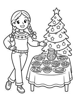 Free printable Polish Wigilia Christmas Eve Table coloring page