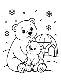 Free printable Polar Bears By The Igloo coloring page