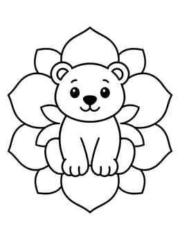 Free printable Cute Polar Bear Petal Mandala coloring page