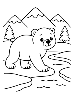 Free printable Polar Bear In Arctic Landscape coloring page