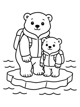 Free printable Polar Bears On Ice Floe coloring page