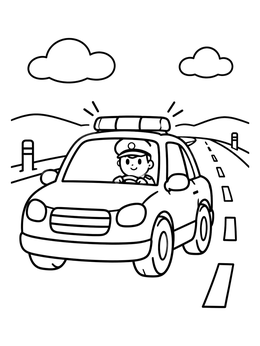 Free printable Police Car On The Highway coloring page
