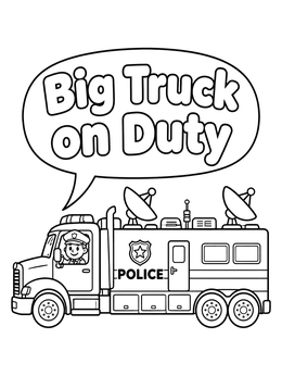 Free printable Police Command Truck On Duty coloring page