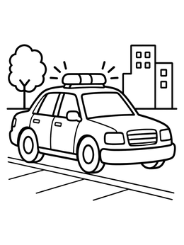 Free printable Police Cruiser On City Street coloring page