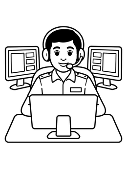 Free printable Police Dispatcher At The Desk coloring page