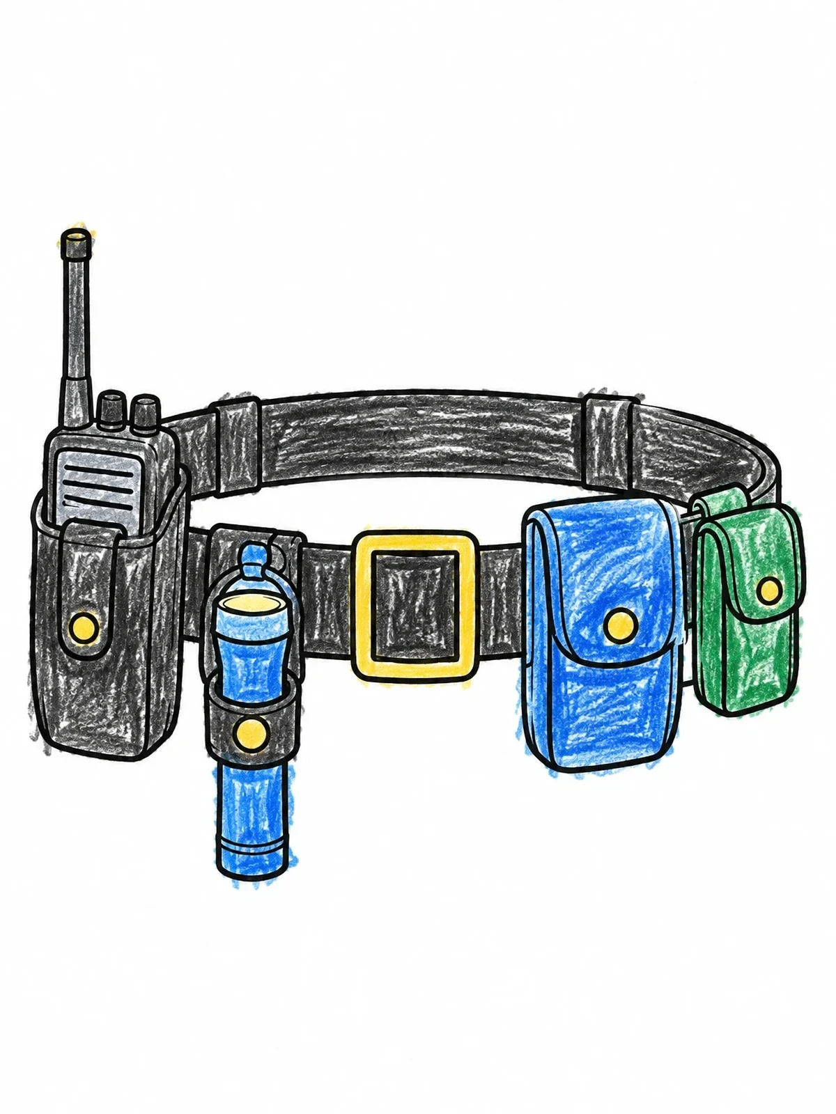 Colored example of the Police Duty Belt With Equipment coloring page