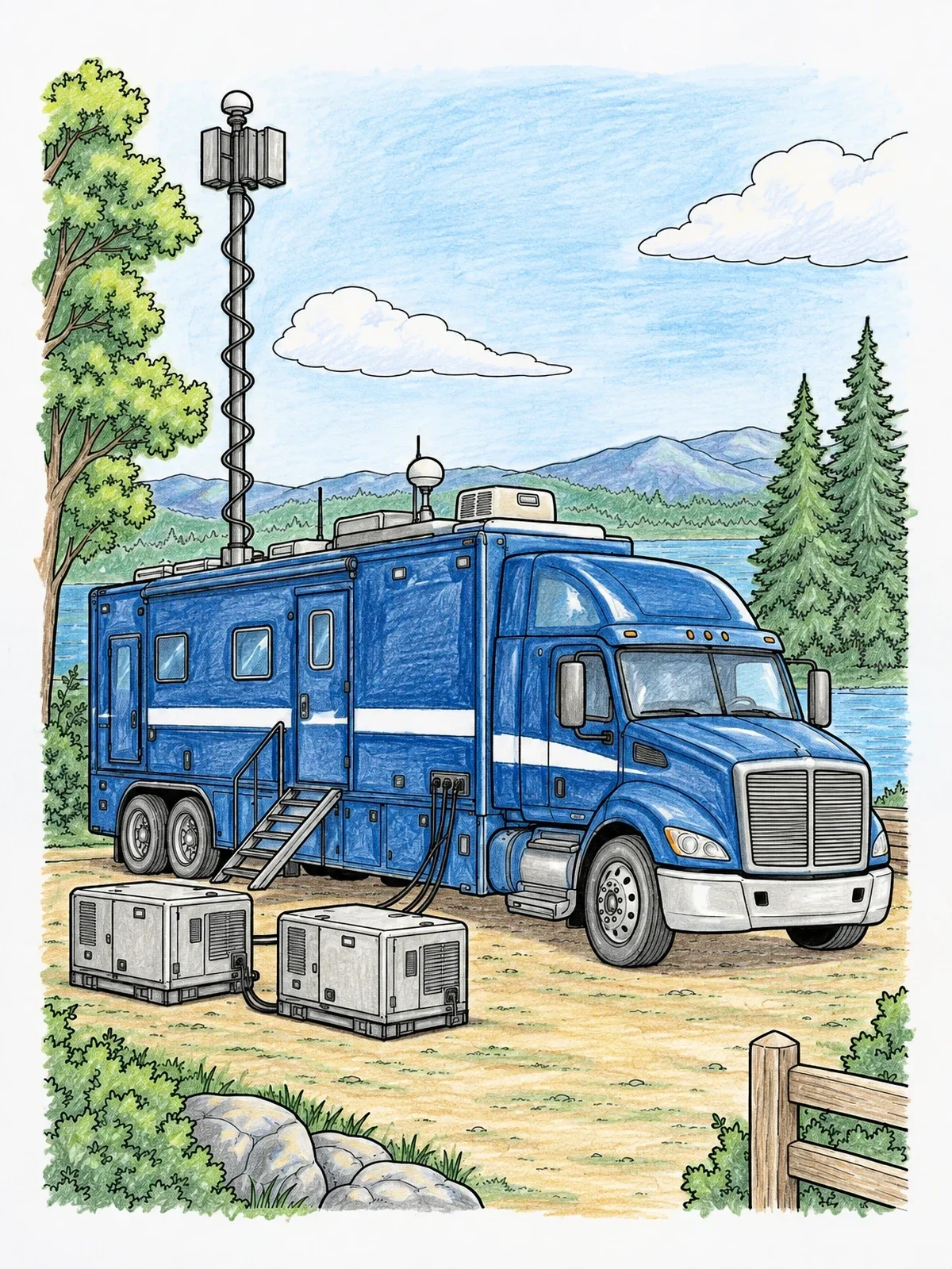 Colored example of the Mobile Command Center Truck coloring page