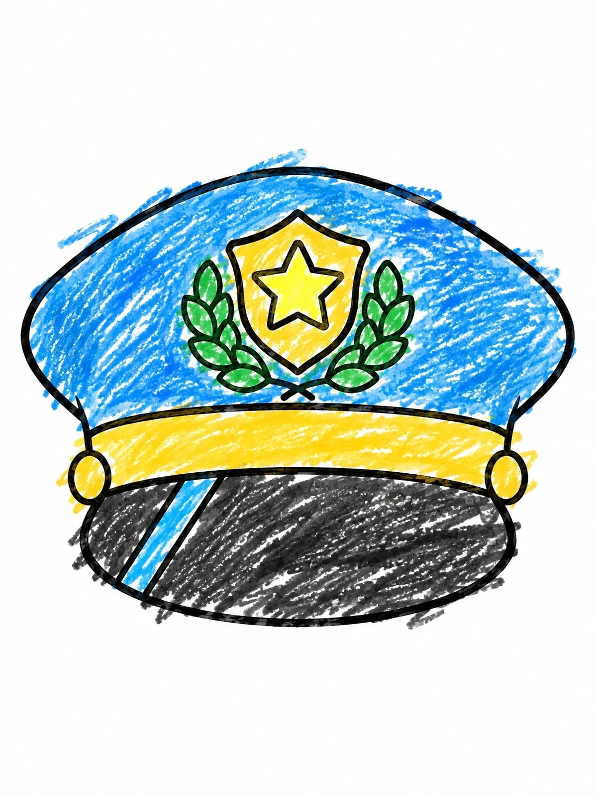 Colored example of the Police Officer Cap With Badge coloring page