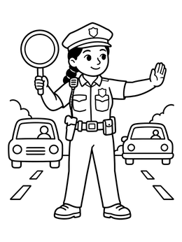 Free printable Police Officer Directing Road Traffic coloring page