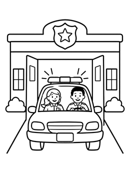 Free printable Police Officers In Patrol Car coloring page