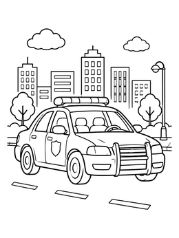 Free printable Police Patrol Car In The City coloring page