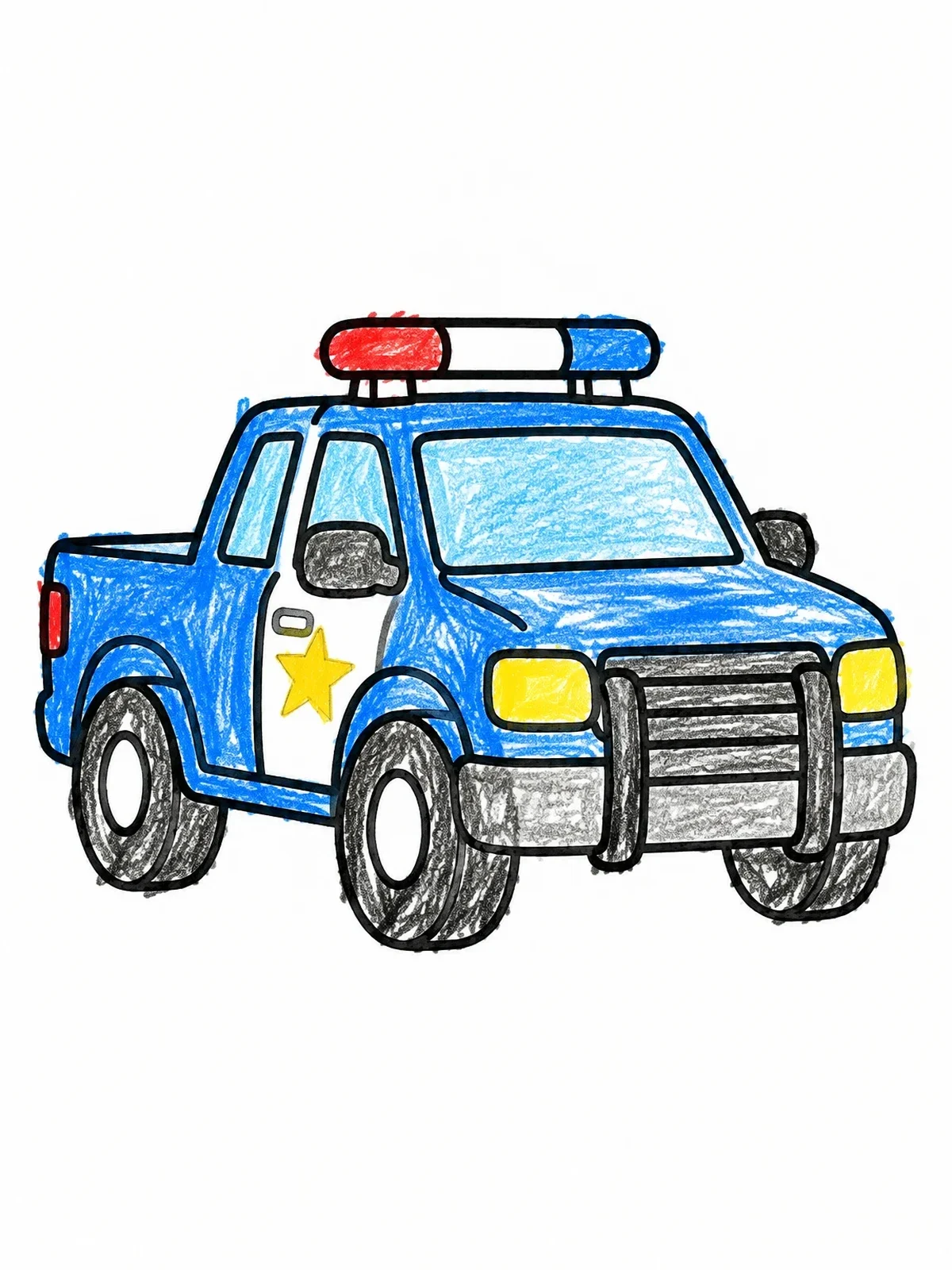 Colored example of the Police Pickup Truck With Lightbar coloring page