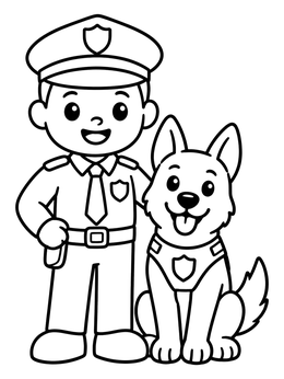 Free printable Police Officer With K9 Dog coloring page
