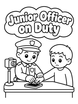 Free printable Junior Officer Taking Fingerprints coloring page