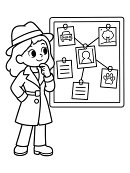 Free printable Young Detective Solving A Clue Board coloring page