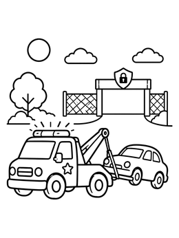 Free printable Police Tow Truck And Car coloring page