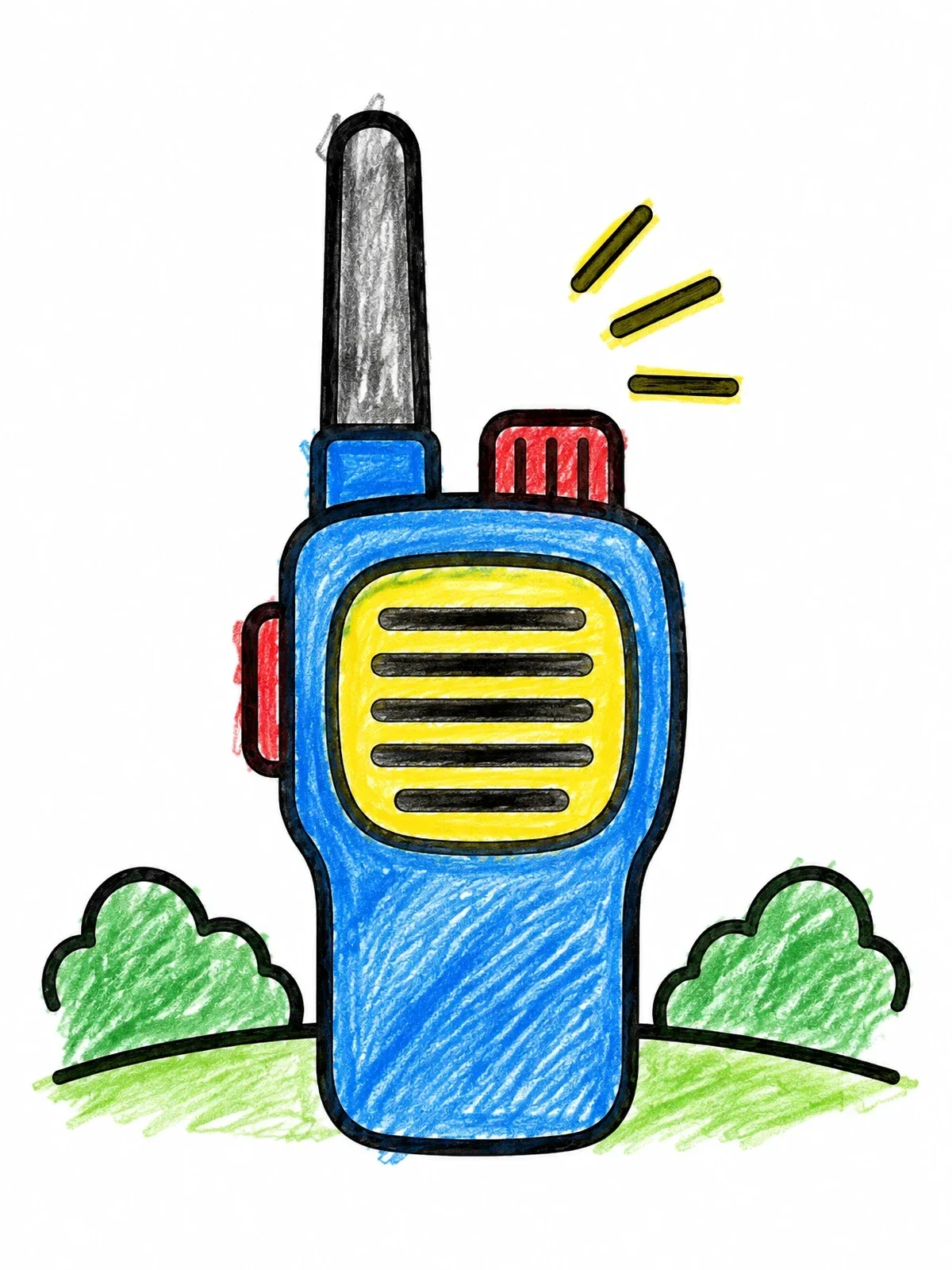 Colored example of the Police Walkie Talkie Radio coloring page