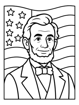 Free printable Abraham Lincoln And American Flag coloring page