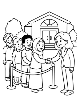 Free printable Candidate Greeting Voters In Line coloring page