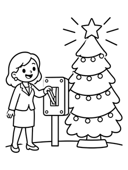 Free printable Mayor Lighting The Christmas Tree coloring page